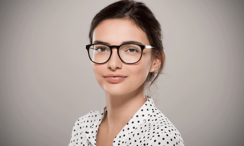 Eyecare Plus female model with glasses
