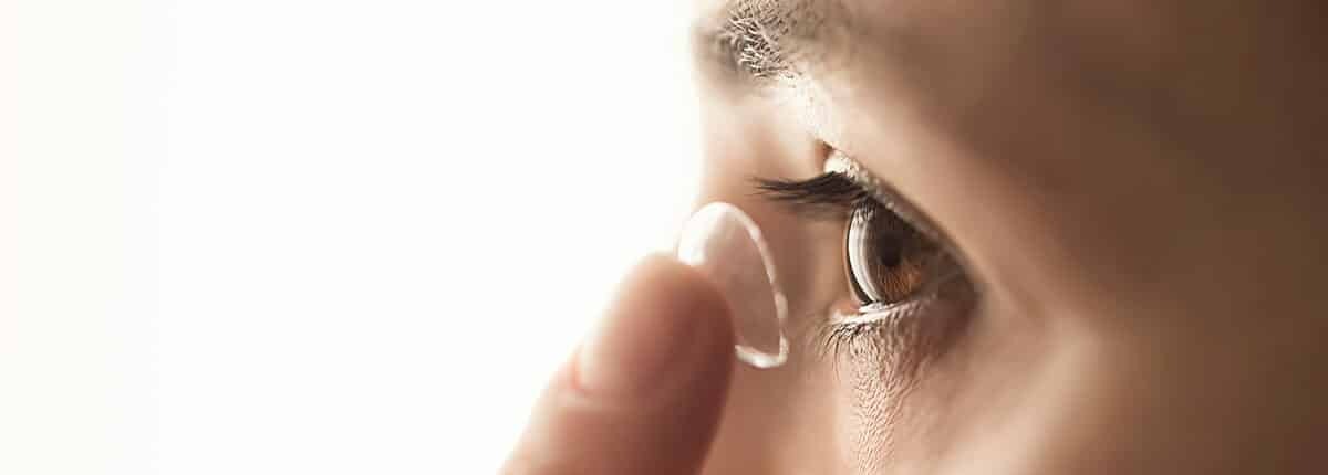 close up of eye with contact lens